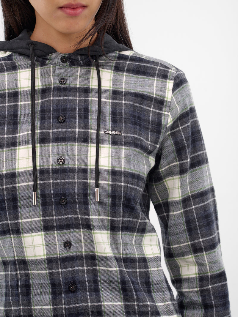 Blue Flannel Plaid Hooded Shirt (COPCH70F1014-BLUE)