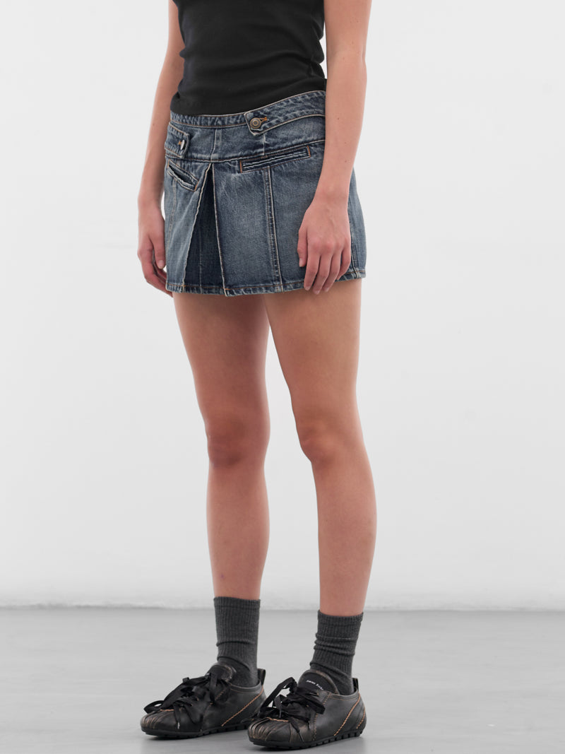 Blue Yoke Denim Mini Skirt (COPJ109F2055-BLUE)
