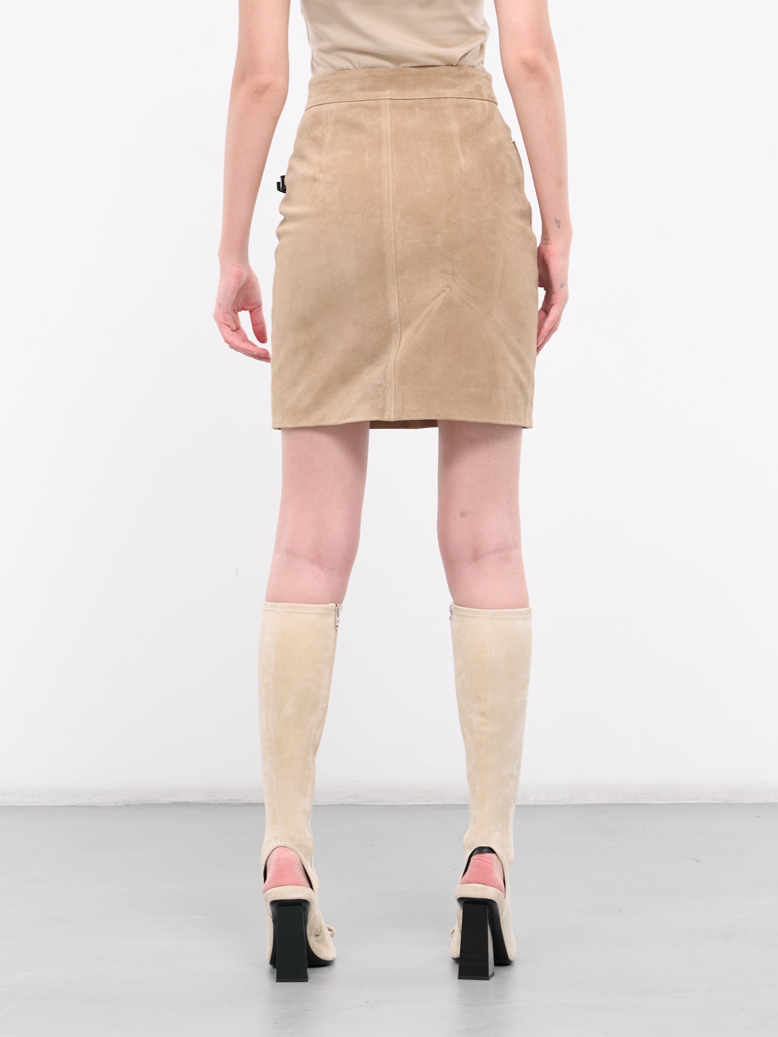 Belted Pocket Mini Skirt (COPJ56859-BEIGE)