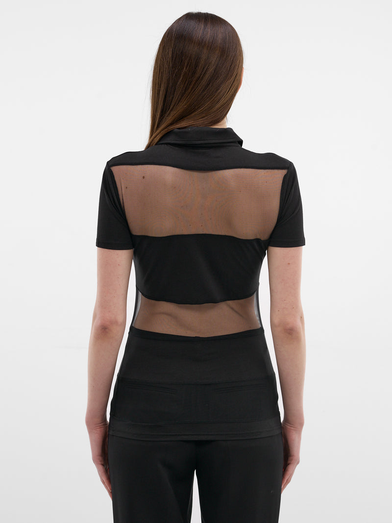 Black Sheer Panel Poo Shirt (COPJS115F5028-BLACK)