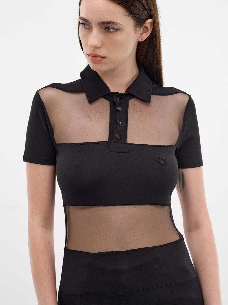 Black Sheer Panel Poo Shirt (COPJS115F5028-BLACK)
