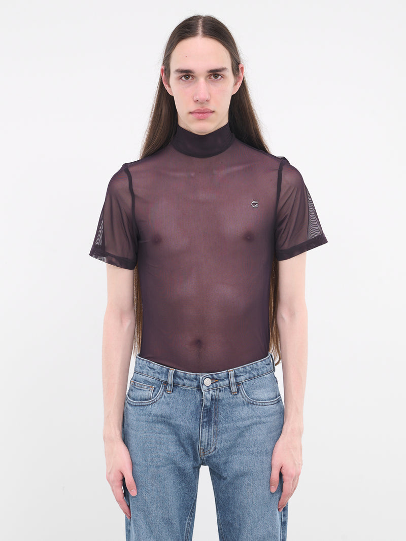 High Neck Fitted Tee (COPJS20BIS557MEN-BURGUNDY)