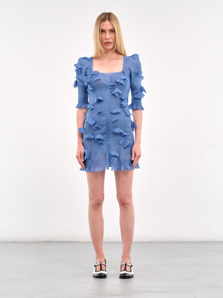 【関税込み】Coperni ブルー Butterfly ニット ミニワンピース Coperni Metallic Knit Butterfly Button-Front Mini Dress