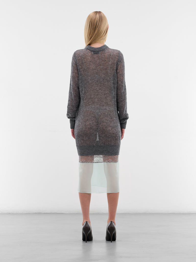 Gray Contrast Knit Midi Dress (COPML172Y100-GREY)