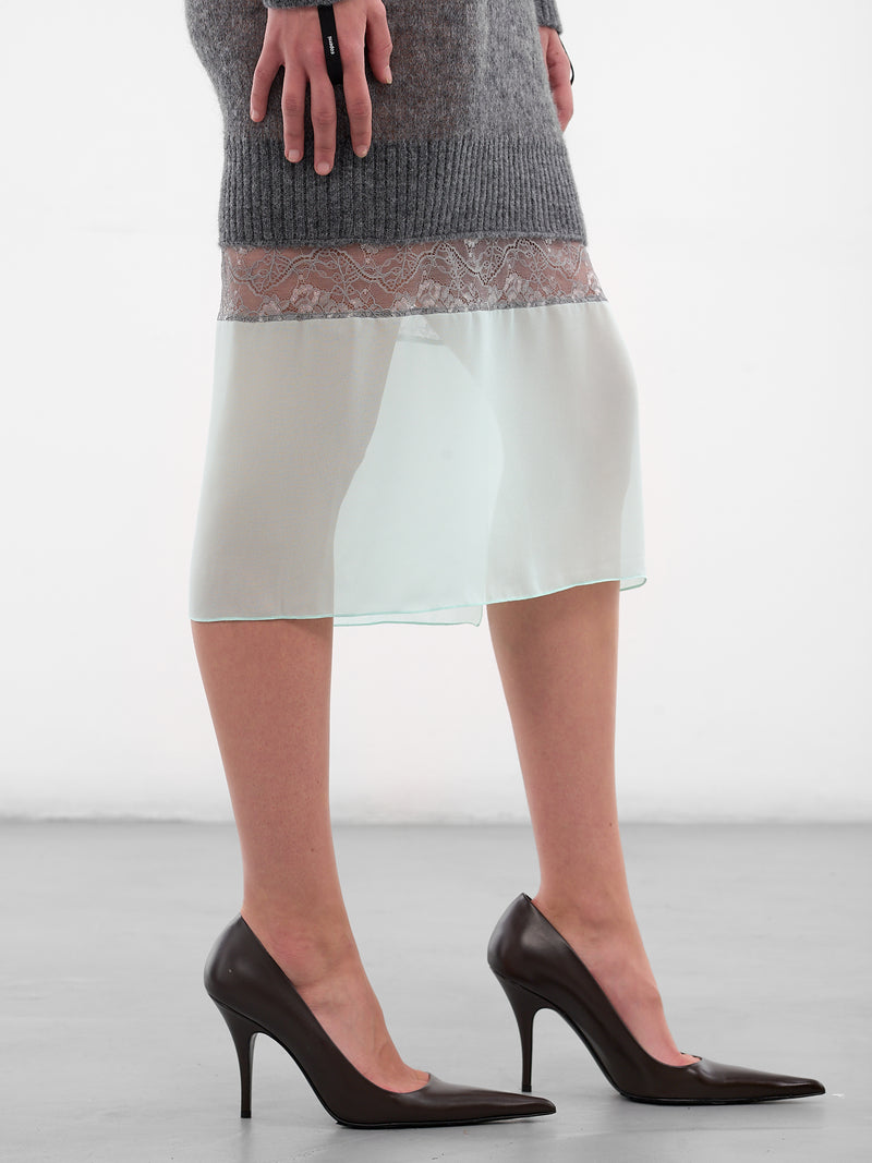 Gray Contrast Knit Midi Dress (COPML172Y100-GREY)