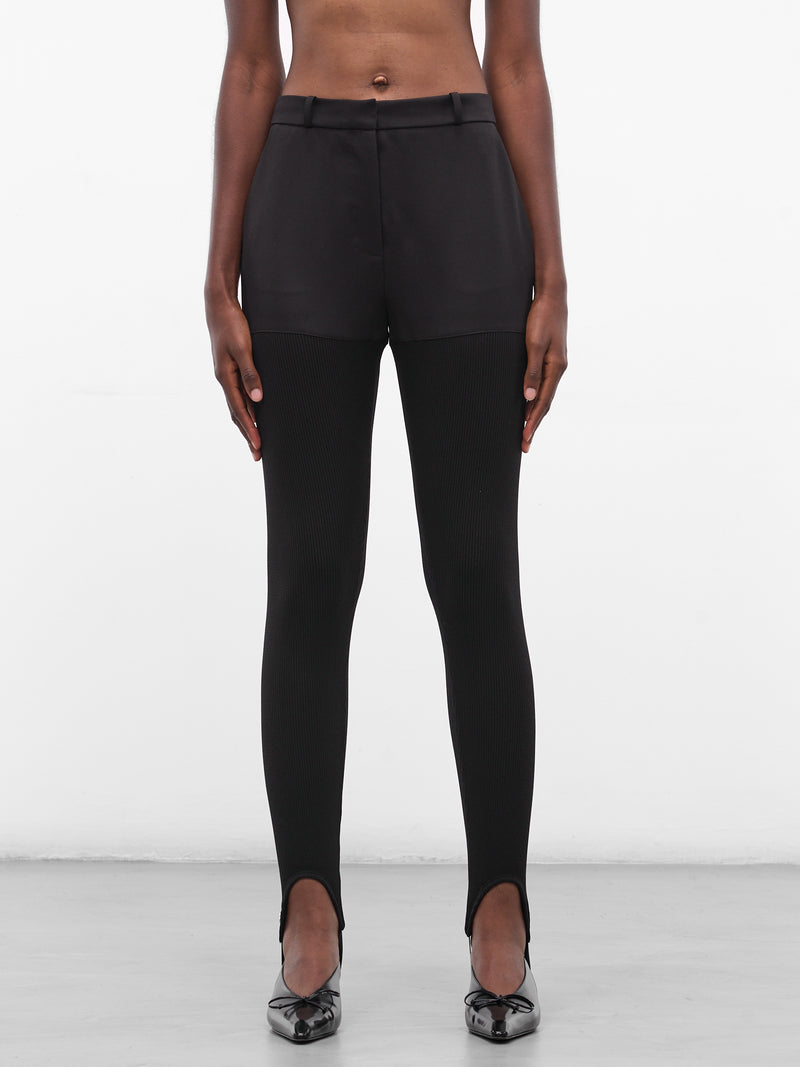 Black Nylon Stirrup Leggings (COPP138F3004-BLACK)
