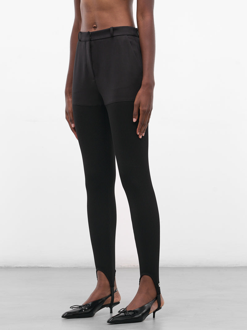 Black Nylon Stirrup Leggings (COPP138F3004-BLACK)