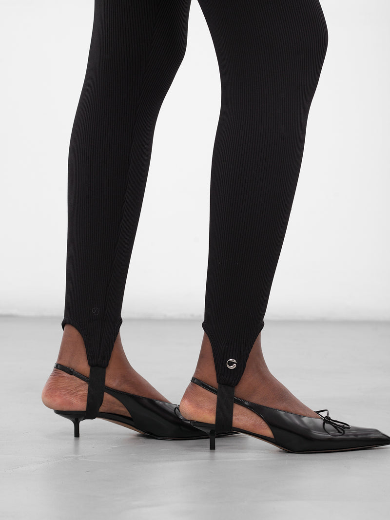 Black Nylon Stirrup Leggings (COPP138F3004-BLACK)