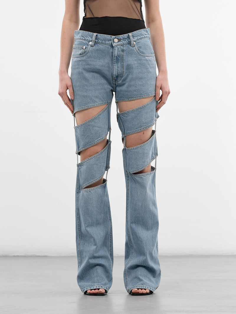 Blue Denim Spiral Leg Jeans (COPP169F2054-BLUE)