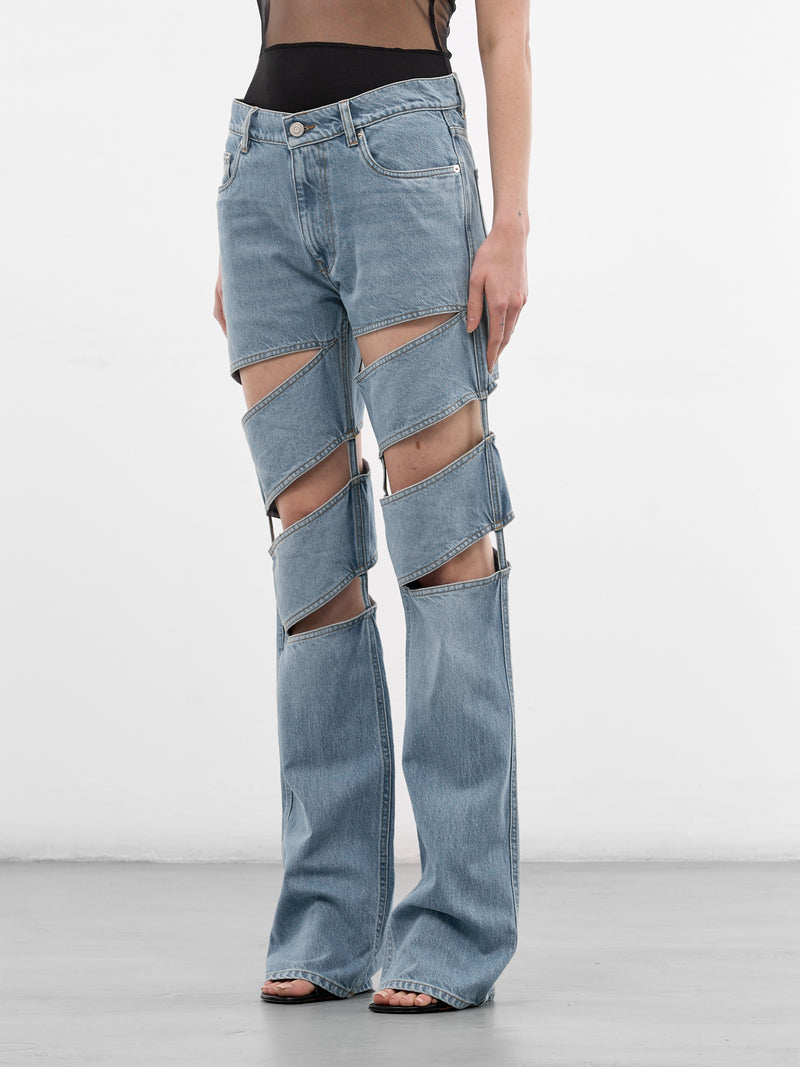 Blue Denim Spiral Leg Jeans (COPP169F2054-BLUE)