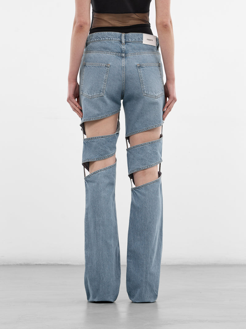 Blue Denim Spiral Leg Jeans (COPP169F2054-BLUE)