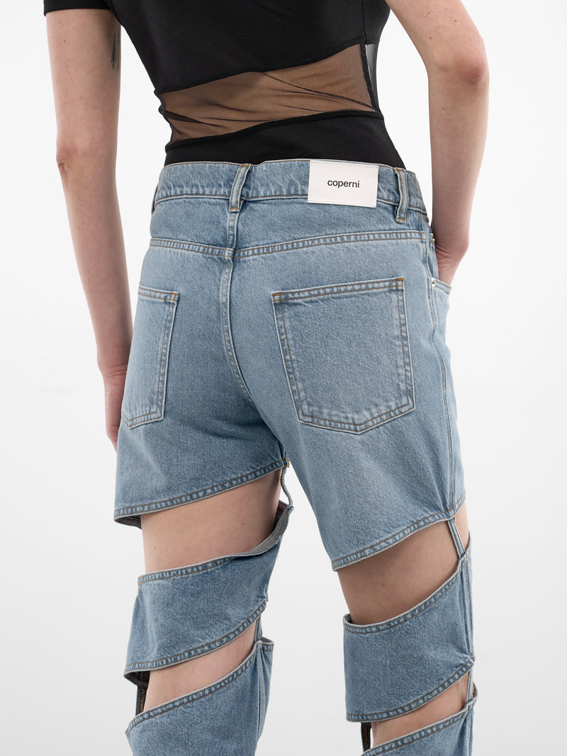 Blue Denim Spiral Leg Jeans (COPP169F2054-BLUE)