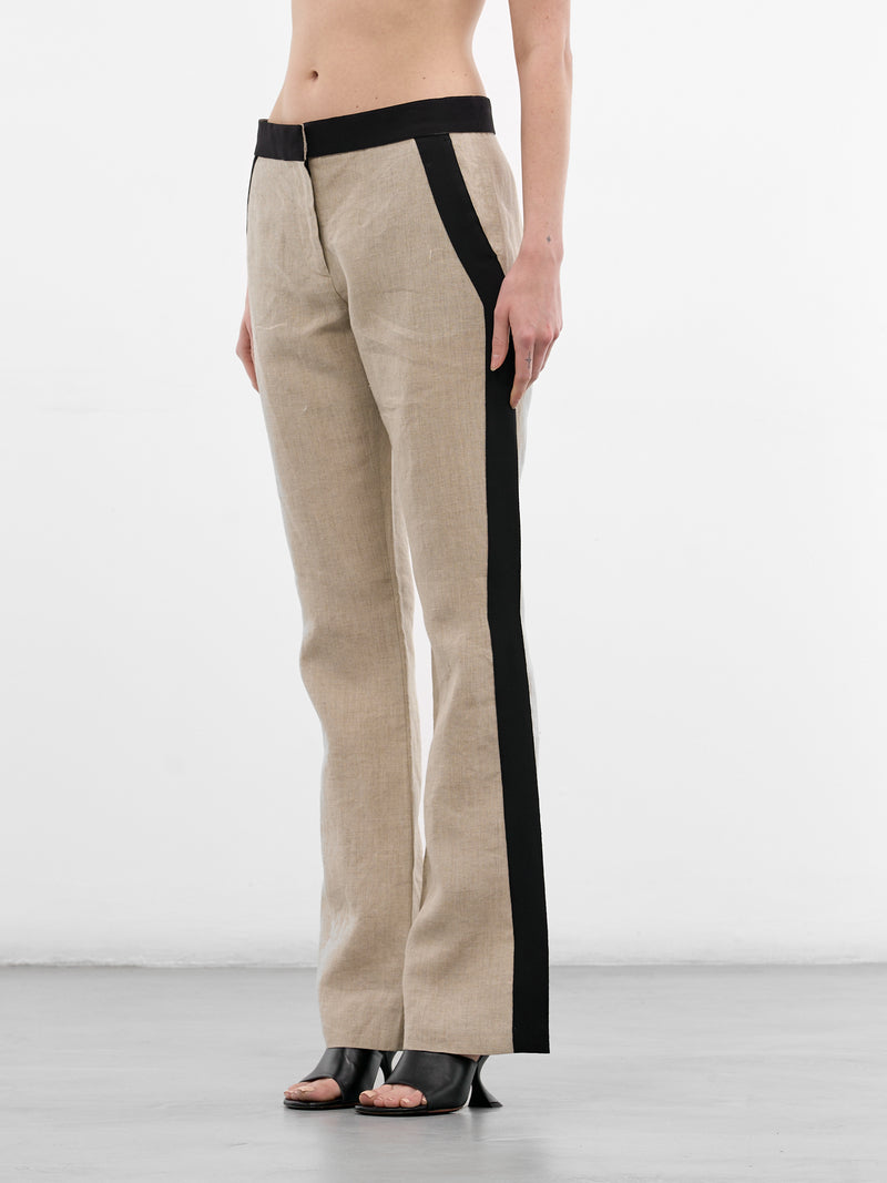 Beige Taped Linen Tailored Trousers (COPP175F2060-BEIGE)