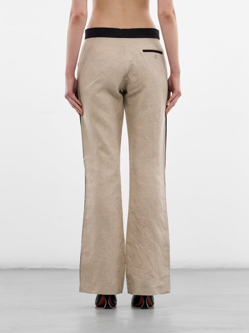 Beige Taped Linen Tailored Trousers (COPP175F2060-BEIGE)