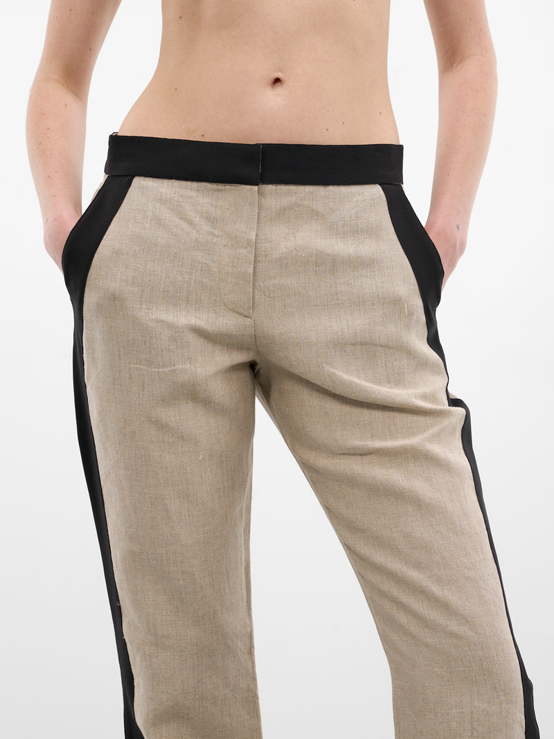 Beige Taped Linen Tailored Trousers (COPP175F2060-BEIGE)