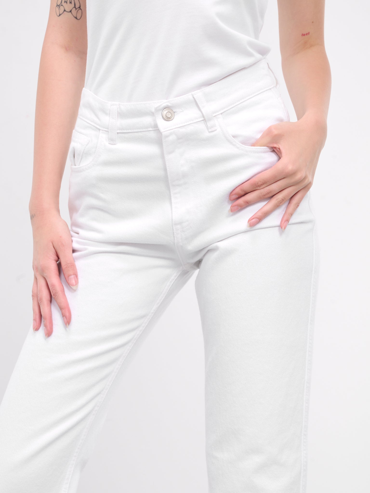 Belted Pocket Jeans (COPP78251-WHITE)