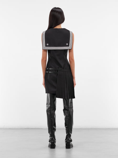 Black Pleated Uniform Mini Dress (COPR222F3004-BLACK)