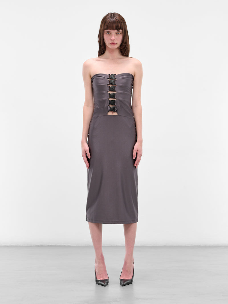 Gray Multi Buckle Midi Dress (COPR231F5001-GREY)