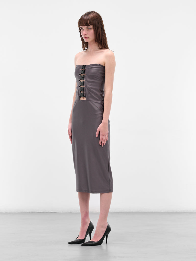 Gray Multi Buckle Midi Dress (COPR231F5001-GREY)