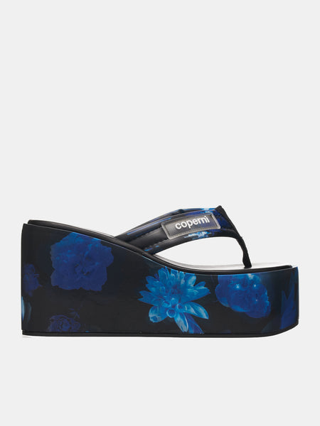 シューズ・サンダルその他 Coperni Black/light blue wedge sandal with logo Coperni Black/Light Blue Wedge Sandal With Logo | Balardi