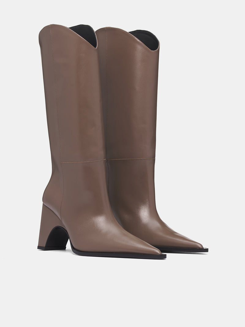 Brown Leather Bridge Cowboy Boots (COPSH16F6004-BROWN)