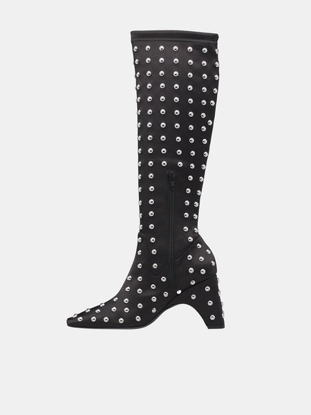 【本物保証】 Studded Bridge Stretch Boots (COPSH58T857-BLACK-SILVER) クラフト・布製品