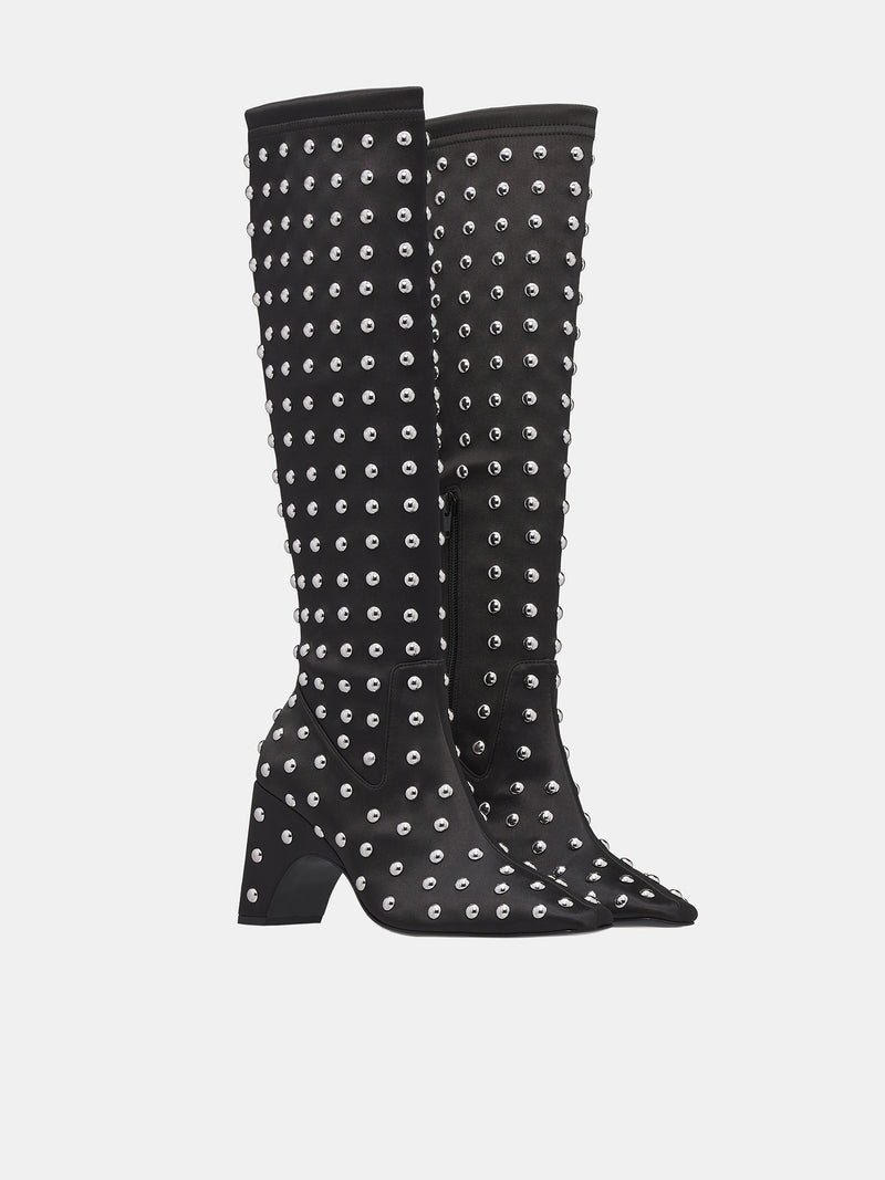 Studded Bridge Stretch Boots (COPSH58T857-BLACK-SILVER)