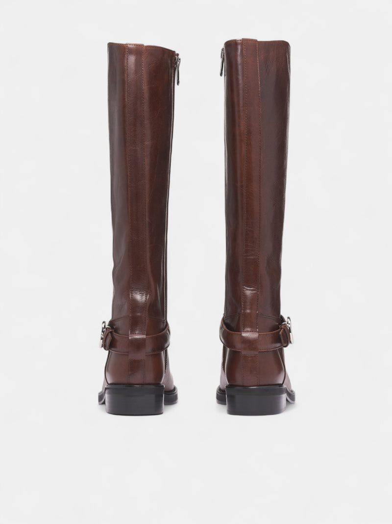 Brown Leather High Cavalier Boots (COPSH85F6064-BROWN)