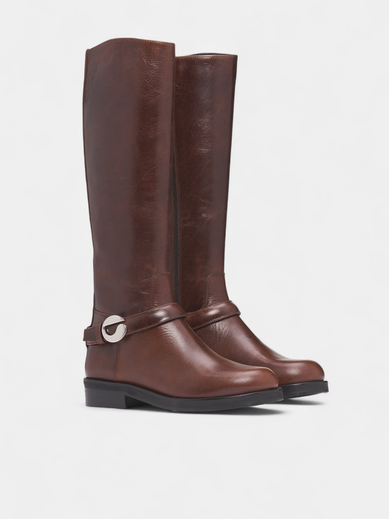 Brown Leather High Cavalier Boots (COPSH85F6064-BROWN)