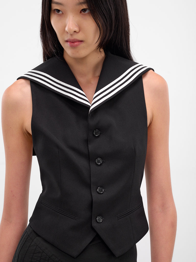 Black Uniform Cape Vest (COPT108F3004-BLACK)