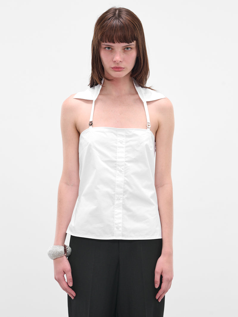 White Collared Halter Bustier (COPT96F2010-WHITE)