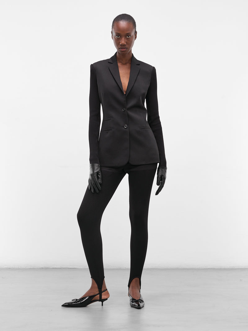 Black Nylon Stirrup Leggings (COPP138F3004-BLACK)