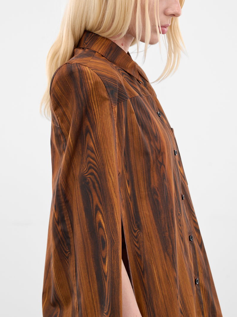 Corbusier Brown Wood Print Shirt (CORBUSIER-LIGHT-BROWN)