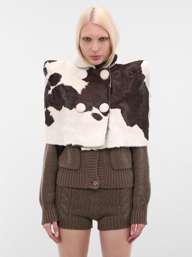 Brown Cow Print Leather Poncho (COW-PONCHO-BROWN)