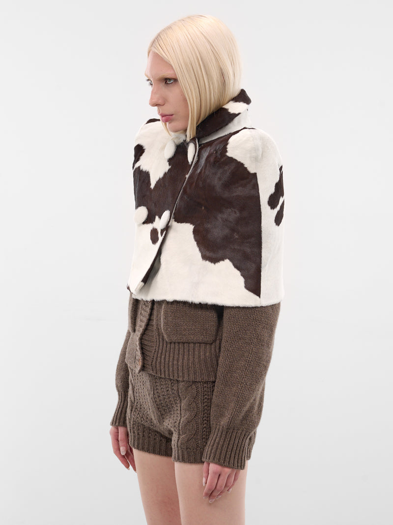Brown Cow Print Leather Poncho (COW-PONCHO-BROWN)