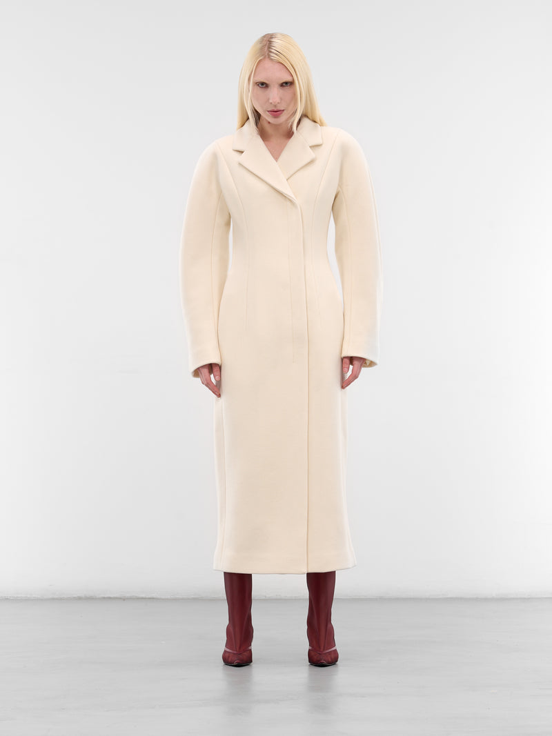 White Wool Round Shoulder Coat (COW00107AW00429-OFF-WHITE)