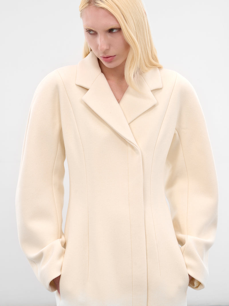 White Wool Round Shoulder Coat (COW00107AW00429-OFF-WHITE)