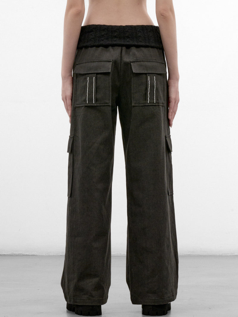 Gray Beaded Embroidery Cargo Pants (CQSA32502-ULITMATE-GREY)
