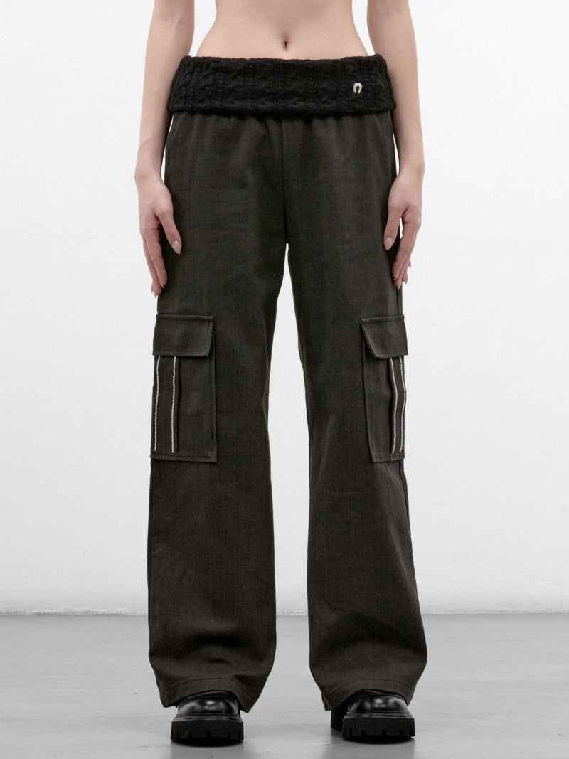 Gray Beaded Embroidery Cargo Pants (CQSA32502-ULITMATE-GREY)