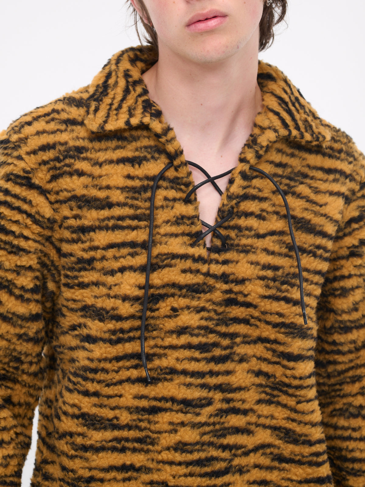 Tiger Fleece Tie Pullover (CS053-ORANGE-BLACK)