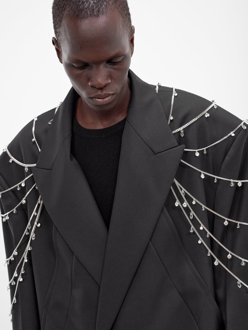 Black Detachable Crystal Oversized Coat (CT0-26-002-M-BK-BLACK)