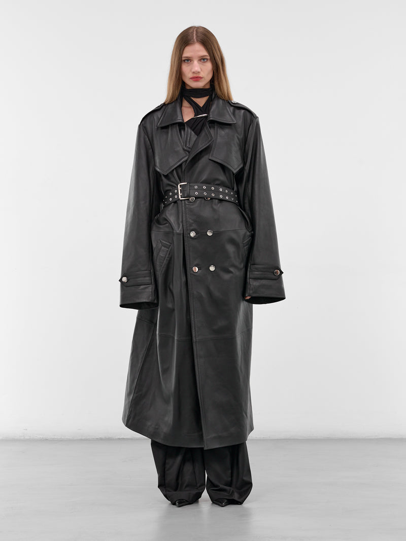 Amanda Black Lamb Leather Trench (CT006-U-LEA-BLACK)