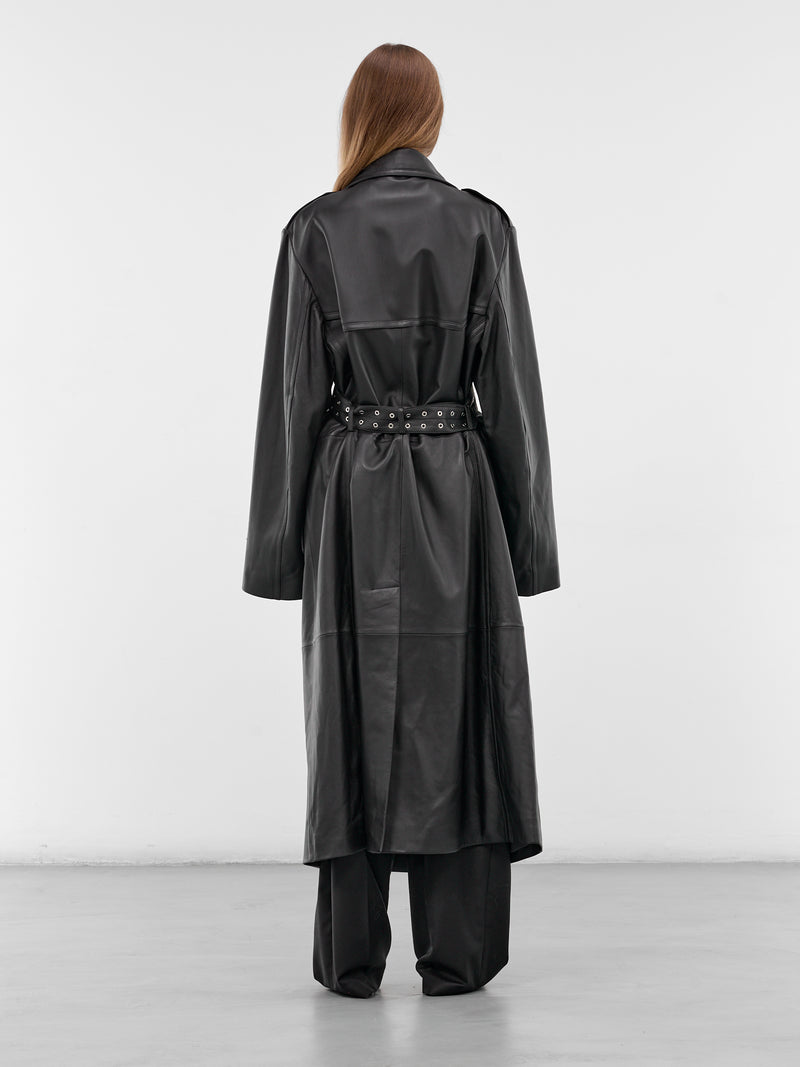 Amanda Black Lamb Leather Trench (CT006-U-LEA-BLACK)
