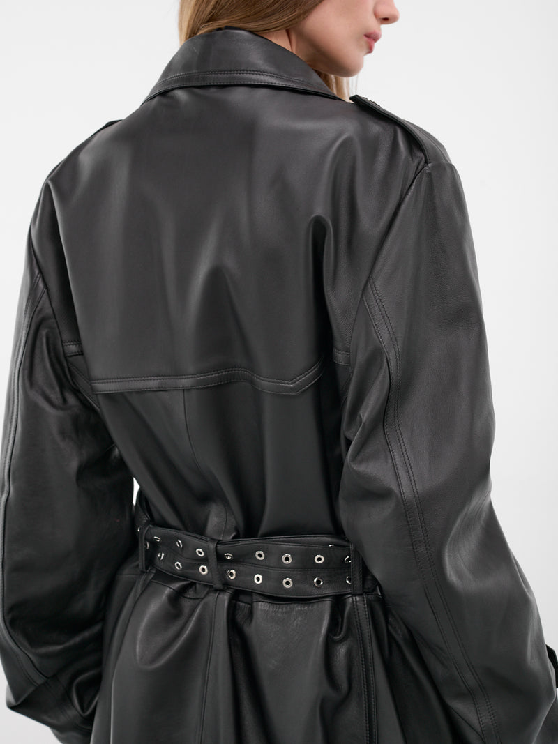 Amanda Black Lamb Leather Trench (CT006-U-LEA-BLACK)
