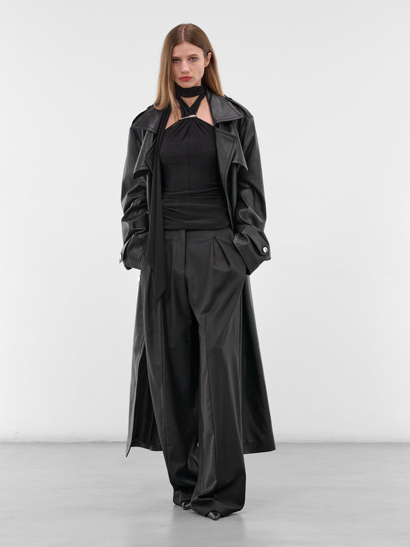 Amanda Black Lamb Leather Trench (CT006-U-LEA-BLACK)