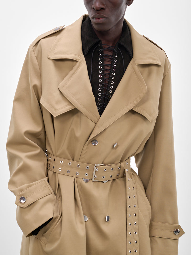 Beige Wool Trench Coat (CT006-U-WO0007-GREEN)