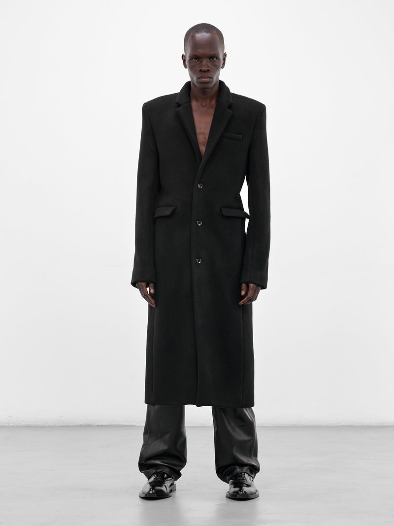 Black Wool Tailored Overcoat (CT015-M-WV0006-BLACK)