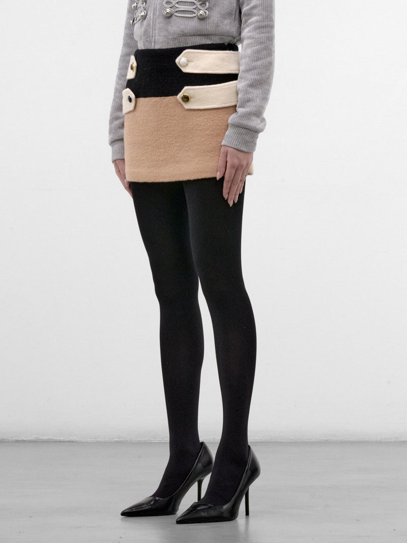 Color-Block Wool Mini Skirt (CUCA32519-CAMEL)