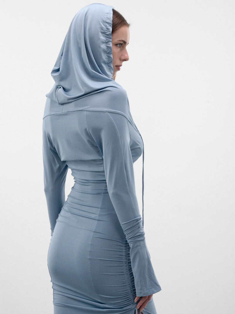 Blue Stretch Hooded Mini Dress (CUHO0LBL-CU-LIGHT-BLUE)