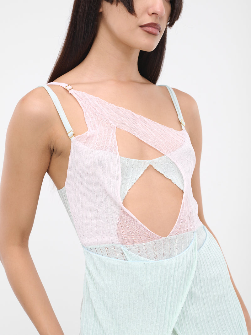 Layered Sheer Knit Dress (D0101-MINT-PINK)